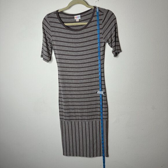 Julia Midi Gray-Stripe Short Sleeve Pullover Stretch Bodycon Dress XXS - Picture 4 of 11